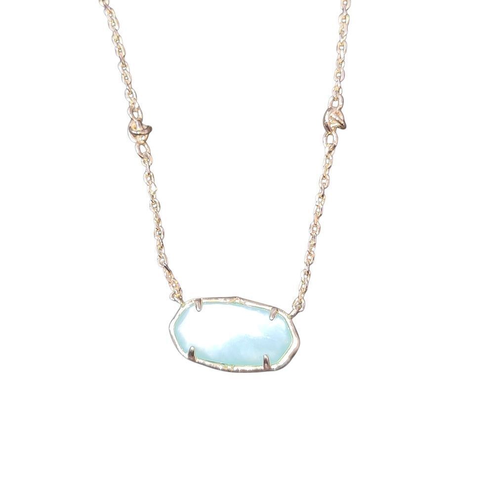 Kendra Scott Gold Necklace with Aqua Pendant - Picture 2 of 6